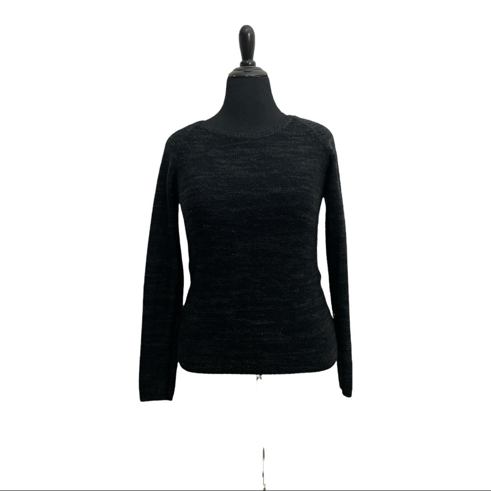 Black and Charcoal Marled Knit Sweater